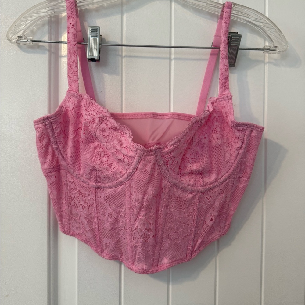 Pink Lace Bustier Top